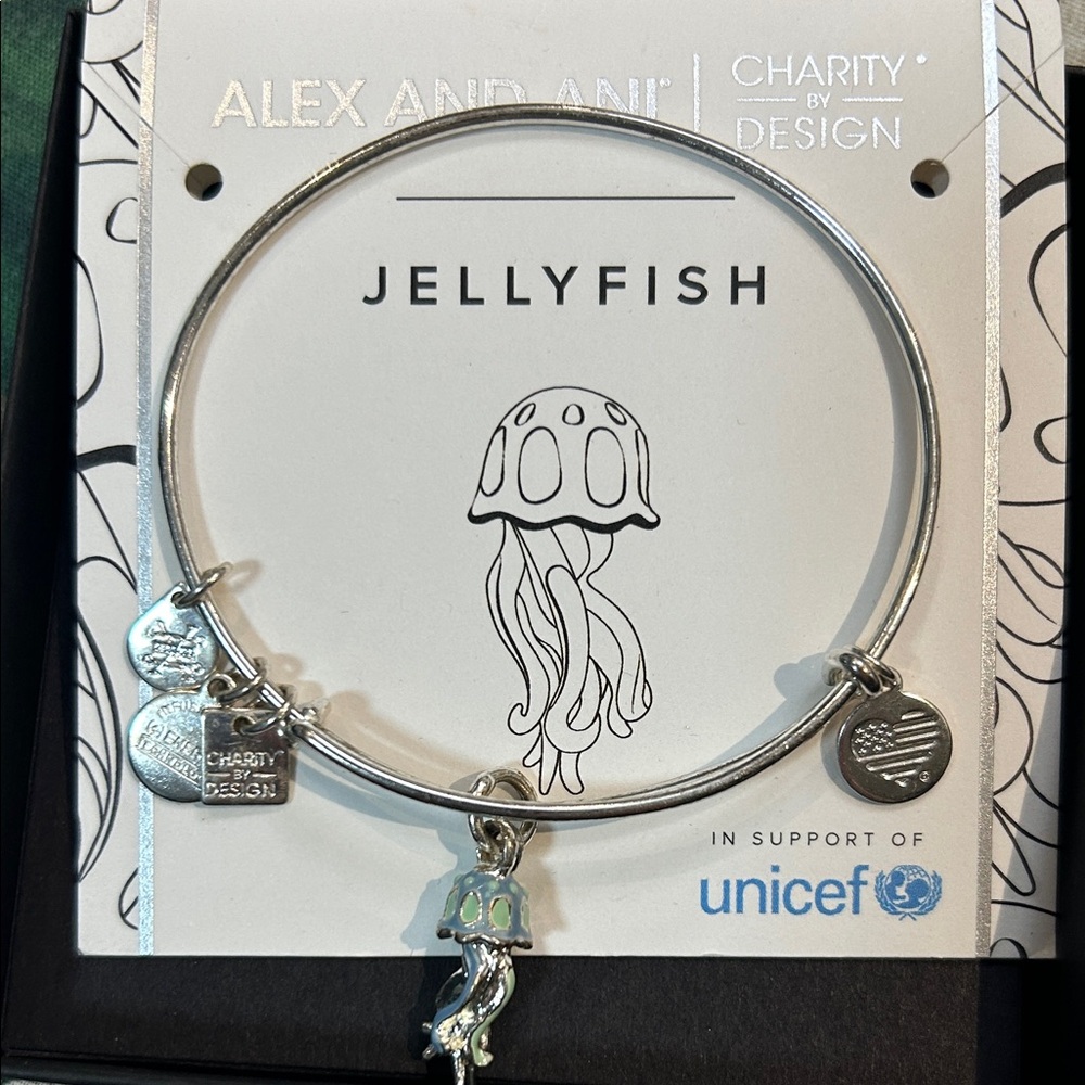 BRAND NEW Alex and Ani Silver Jellyfish Charm Bangle Bracelet